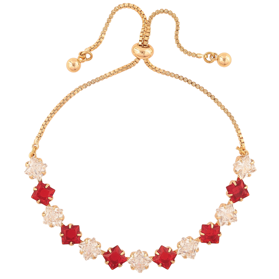 Браслет Xuping Колір Позолота 18K Доріжка червоно-білих кристалів на бігунку 10-24см х 1-7мм фото №1