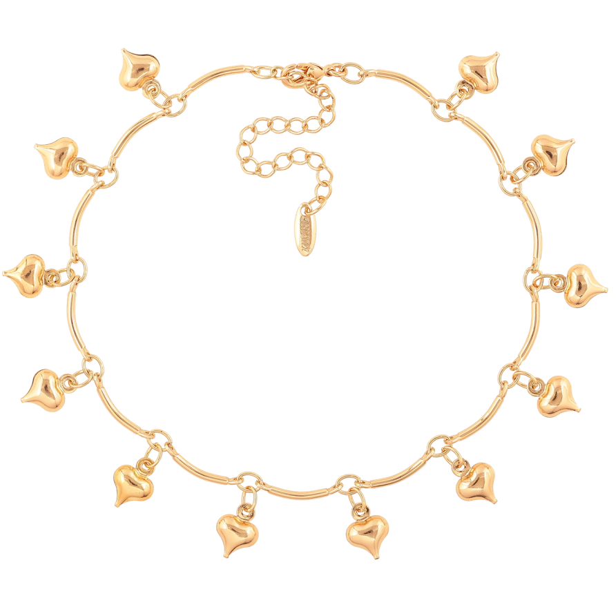 Браслет Xuping Колір Позолота 18K Підвіски сердечка розмір з додатковим ланцюжком 20-25см х 1.5мм фото №1