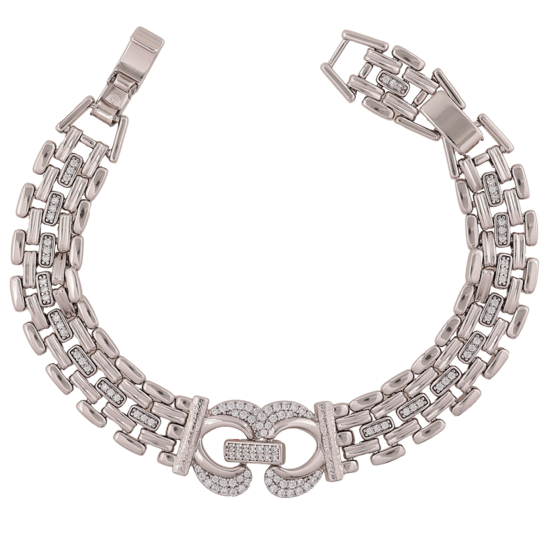 Браслет Xuping Колір Родій Візерунок з кристалами розмір з доп. замком 17,19см х 11-15мм фото №1