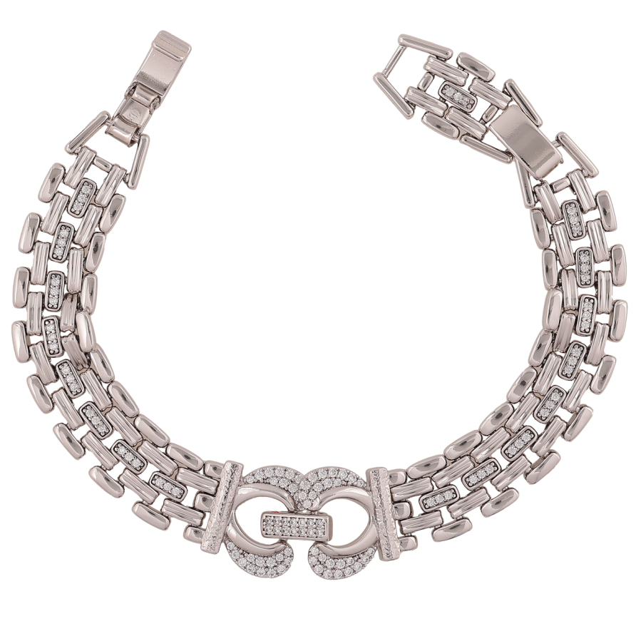 Браслет Xuping Колір Родій Візерунок з кристалами розмір з доп. замком 17,19см х 11-15мм фото №1