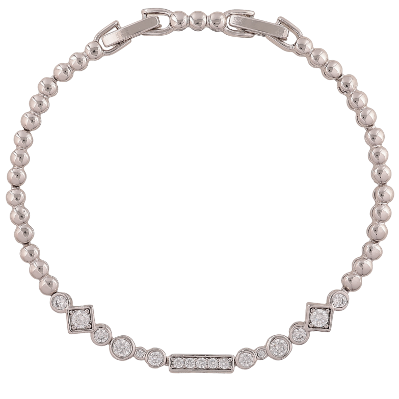 Браслет Xuping Цвет Родий Узор с кристаллами размер с доп. замком 17,19см х 3-6мм фото №1