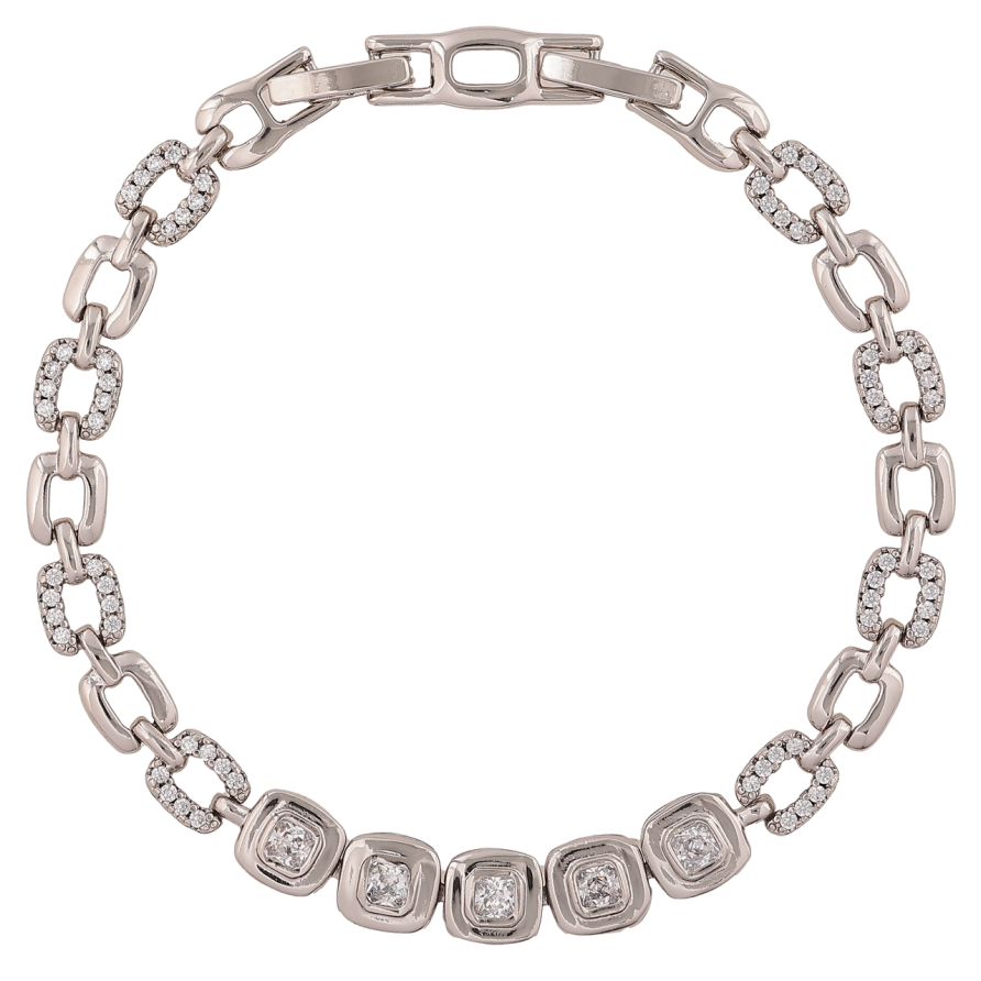 Браслет Xuping Колір Родій Візерунок з кристалами розмір з доп. замком 17.5,19.5см х 6-7мм фото №1