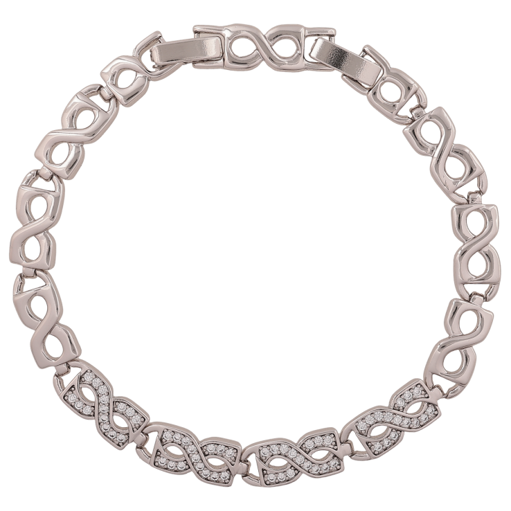 Браслет Xuping Колір Родій Візерунок з кристалами розмір з доп. замком 17.5,19.5см х 7мм фото №3 Браслет Xuping Колір Родій Візерунок з кристалами розмір з доп. замком 17.5,19.5см х 7мм фото №3