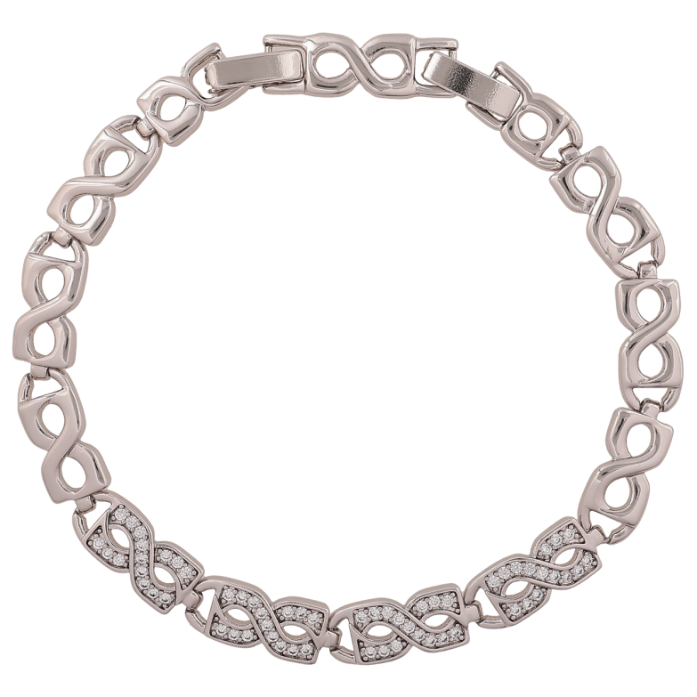 Браслет Xuping Колір Родій Візерунок з кристалами розмір з доп. замком 17.5,19.5см х 7мм фото №1