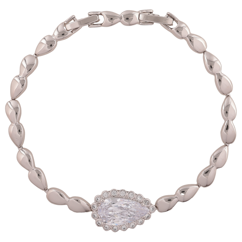 Браслет Xuping Цвет Родий Узор с кристаллами размер с доп. замком 17.5,19.5см х 5-12мм фото №1