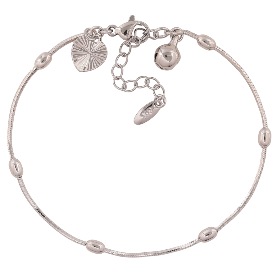 Браслет Xuping Цвет Родий Цепочка Ювелирный шнур с бусинами размер с доп. цепочкой 18-21,5 см х 1-3 мм фото №1