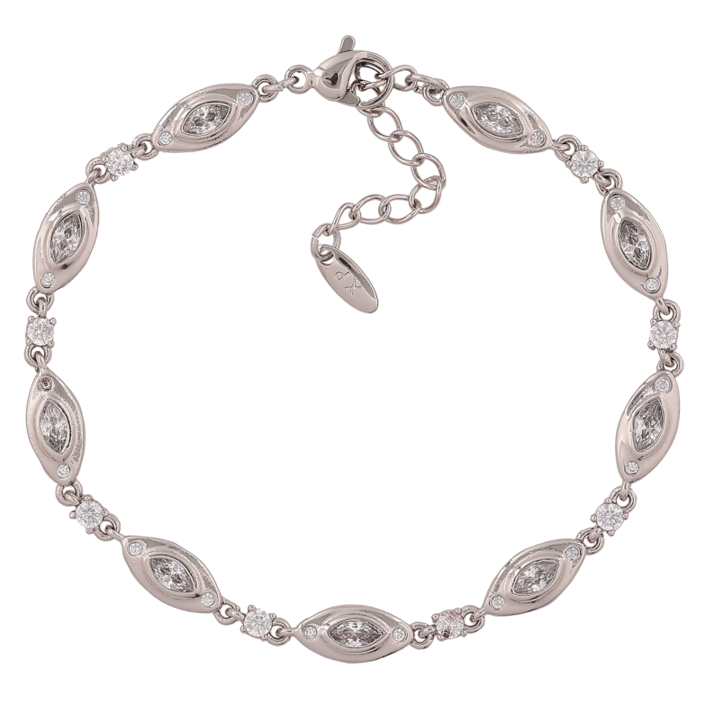 Браслет Xuping Цвет Родий Узор с кристаллами размер с доп. цепочкой 17-20,5 см х 3-5 мм фото №3