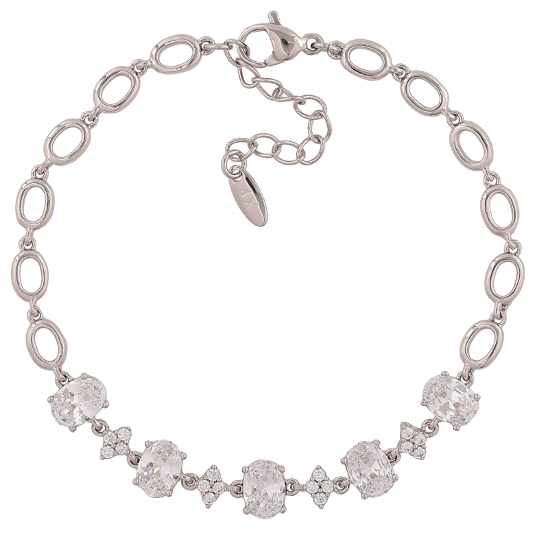 Браслет Xuping Цвет Родий Узор с кристаллами размер с доп. цепочкой 17.5-20.5см х 5-7мм фото №1