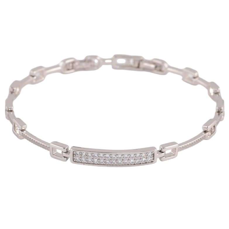 Браслет Xuping Цвет Родий Узор с кристаллами размер с доп. замком 17,19см х 2-4.5мм фото №2