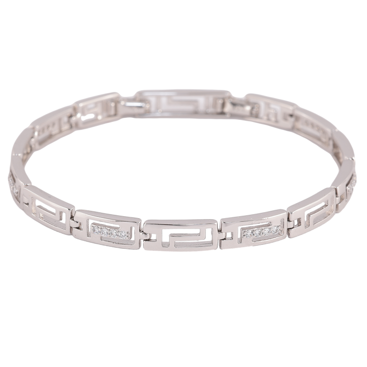 Браслет Xuping Цвет Родий Греческий узор с кристаллами размер с доп. замком 17,19см х 6мм фото №15