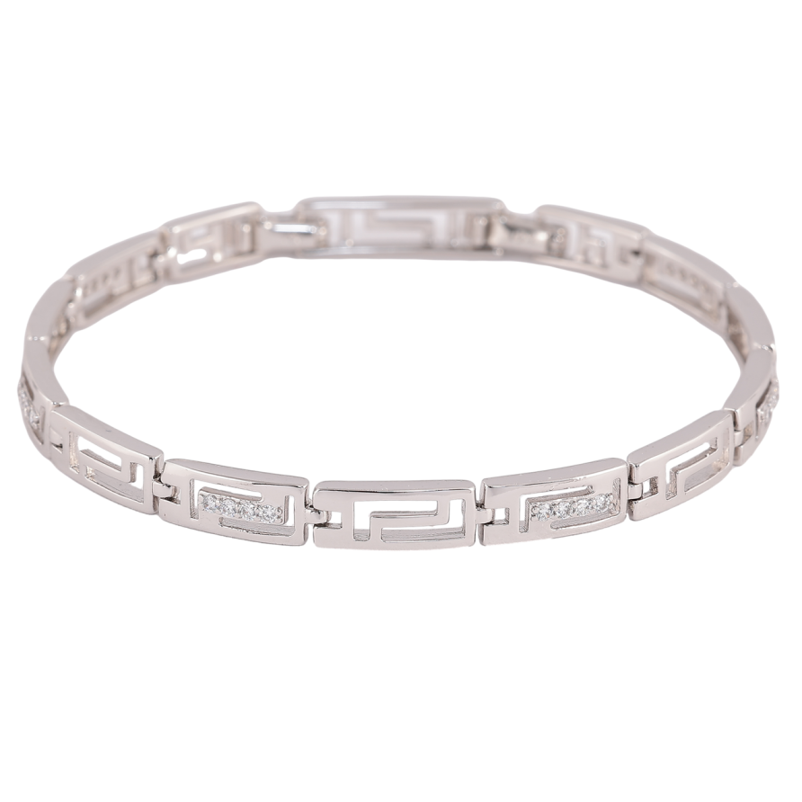 Браслет Xuping Колір Родій Грецький візерунок з кристалами розмір з доп. замком 17,19см х 6мм фото №1