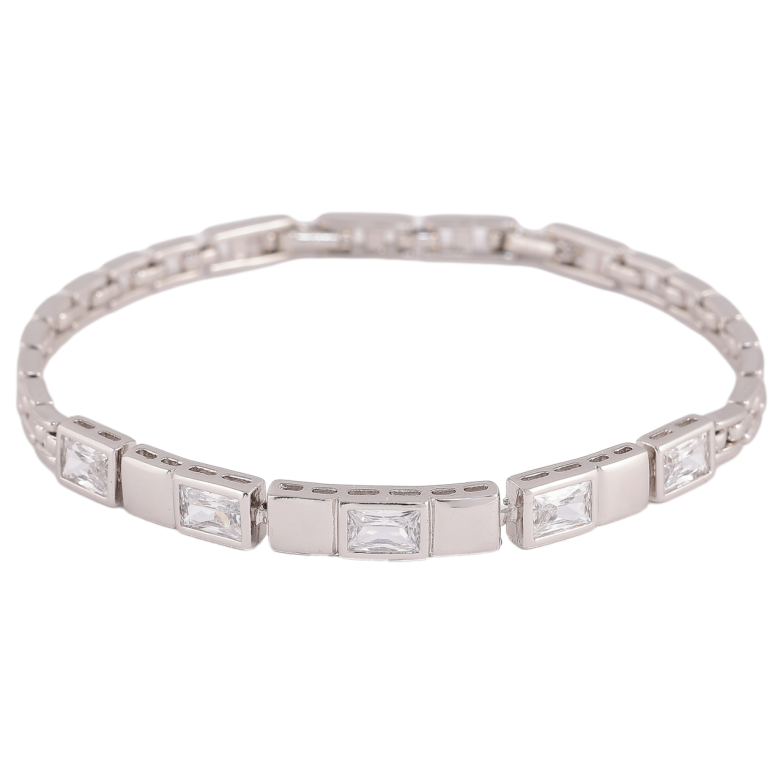 Браслет Xuping Цвет Родий Узор с кристаллами размер с доп. замком 17.5,19.5см х 4-6мм фото №1