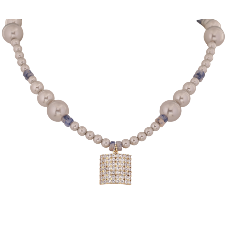 Кольє Xuping Позолота 14K Намисто з сірих намистин з підвіскою довжина 40-45см х 4-10мм фото №9