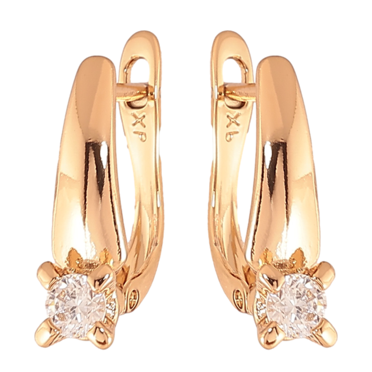 Сережки Xuping Колір Позолота 18K англійська застібка Візерунок з кристалом фото №4