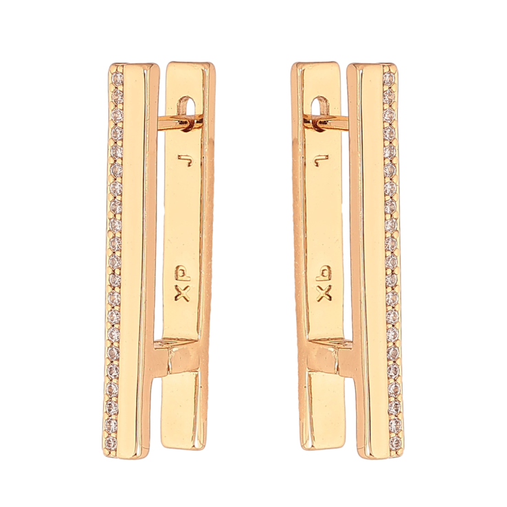 Серьги Xuping Цвет Позолота 18K английский замок Узор с дорожками кристаллов фото №12