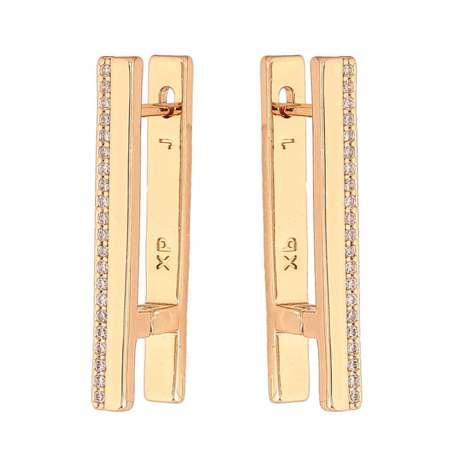 Серьги Xuping Цвет Позолота 18K английский замок Узор с дорожками кристаллов фото №1 Серьги Xuping Цвет Позолота 18K английский замок Узор с дорожками кристаллов фото №1