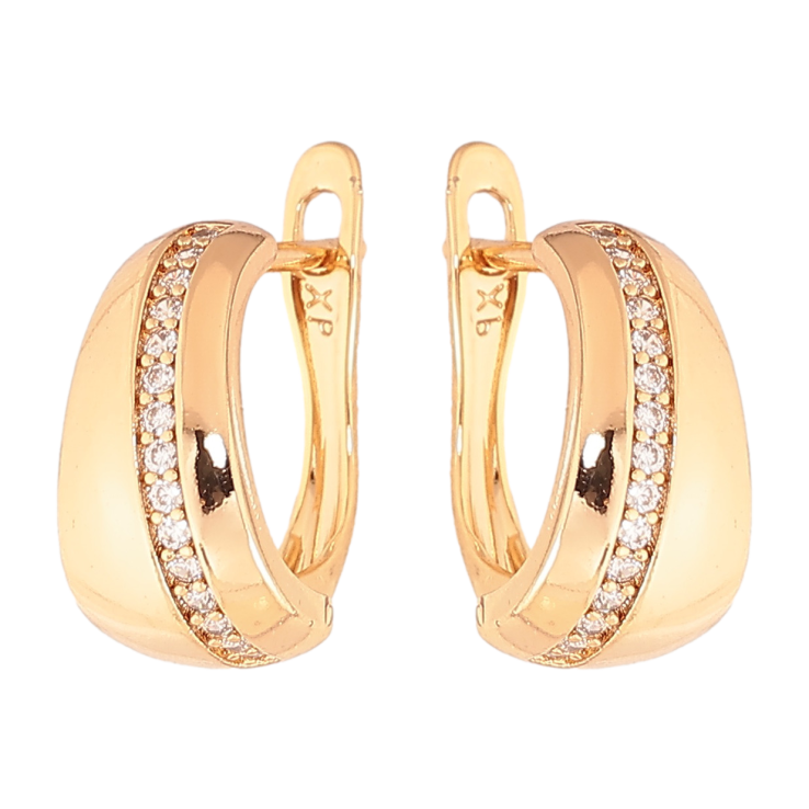 Сережки Xuping Колір Позолота 18K англійський замок Візерунок з доріжками кристалів фото №2