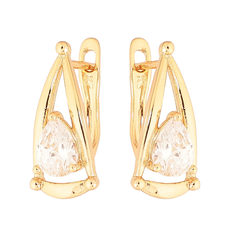 Сережки Xuping Колір Позолота 18K англійський замок Візерунок з кристалами фото №1