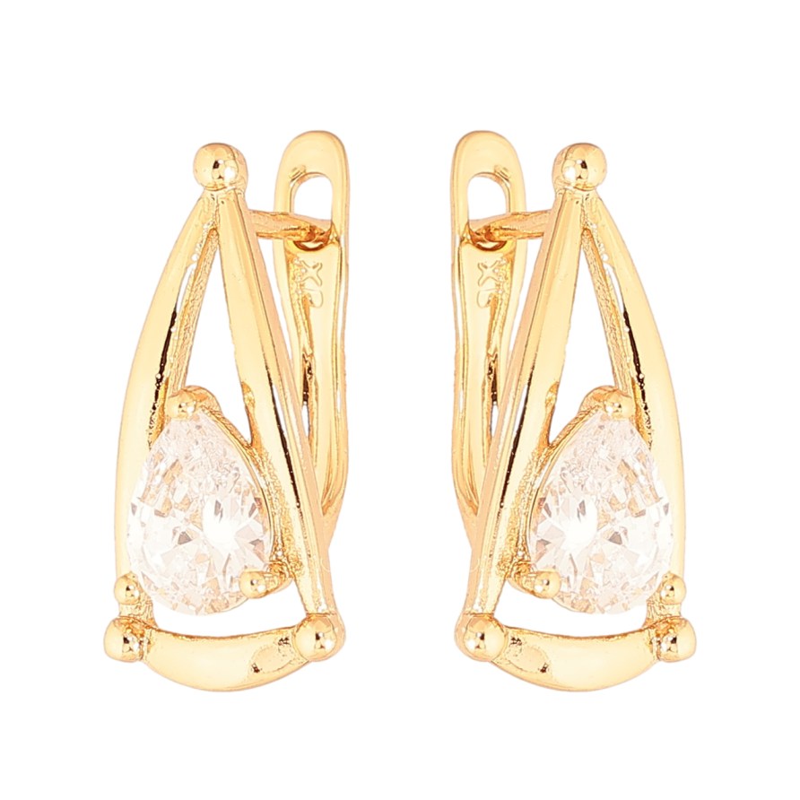 Сережки Xuping Колір Позолота 18K англійський замок Візерунок з кристалами фото №1