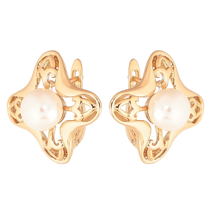 Серьги Xuping Цвет Позолота 18K английский замок Декоративный узор с жемчужинами фото №17