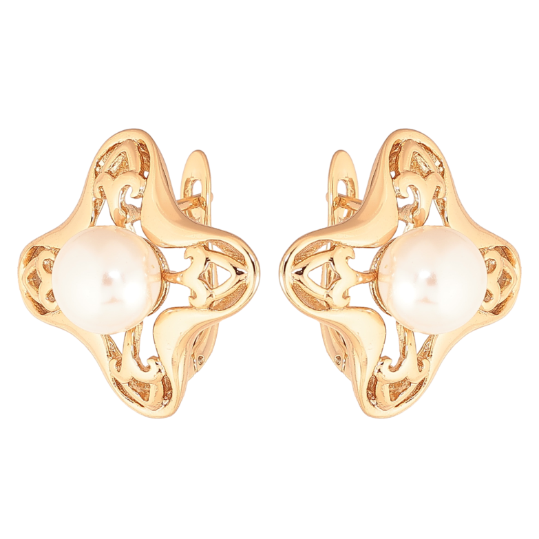 Серьги Xuping Цвет Позолота 18K английский замок Декоративный узор с жемчужинами фото №3
