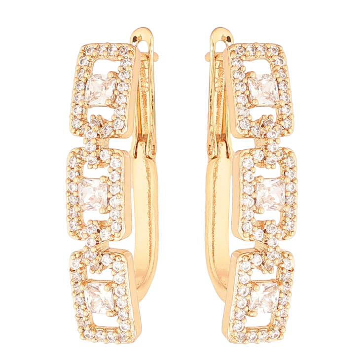 Серьги Xuping Цвет Позолота 18K английский замок Узор с инкрустацией кристаллами фото №16