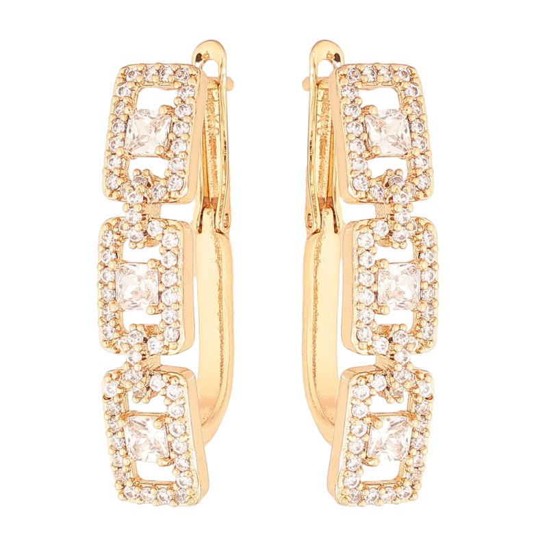 Серьги Xuping Цвет Позолота 18K английский замок Узор с инкрустацией кристаллами фото №1