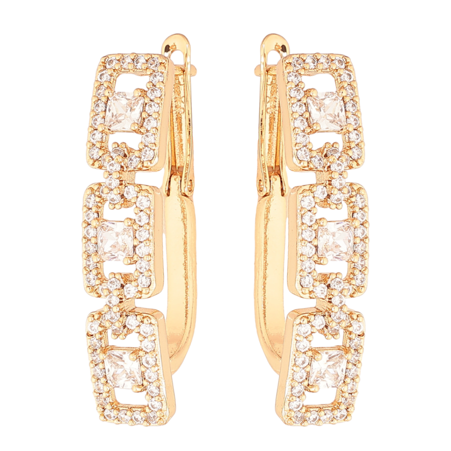 Серьги Xuping Цвет Позолота 18K английский замок Узор с инкрустацией кристаллами фото №1