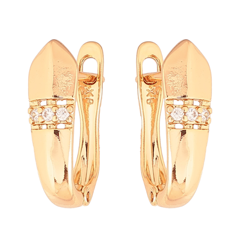 Сережки Xuping Колір Позолота 18K англійський замок Візерунок з кристалами фото №1