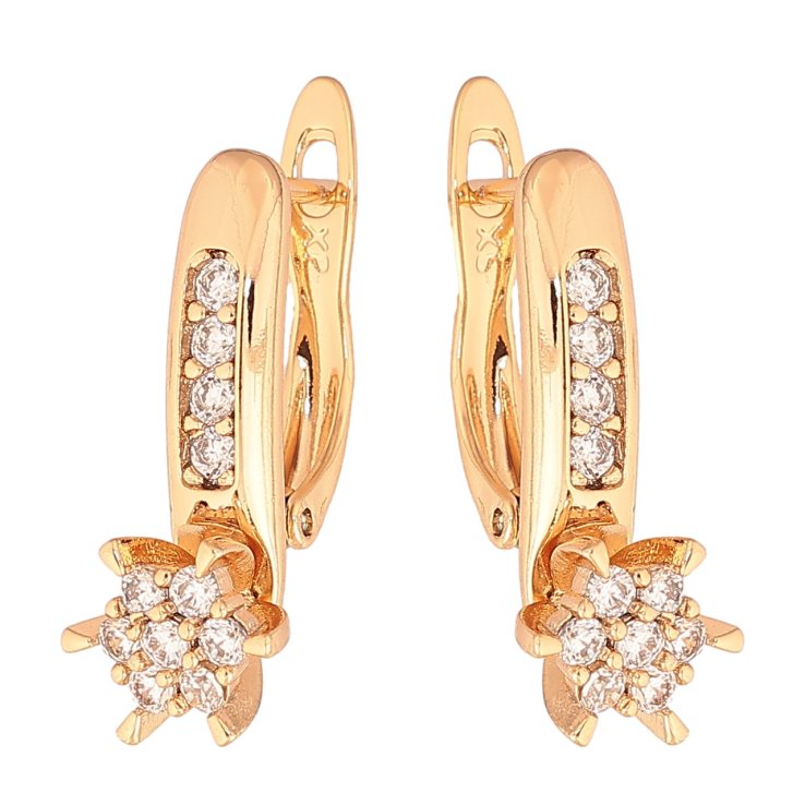 Серьги Xuping Цвет Позолота 18K английский замок Кристальные цветочки фото №22