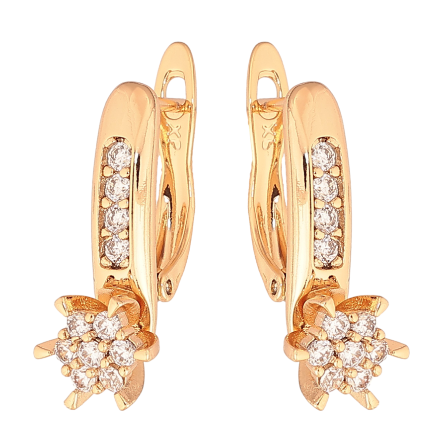 Серьги Xuping Цвет Позолота 18K английский замок Кристальные цветочки фото №1