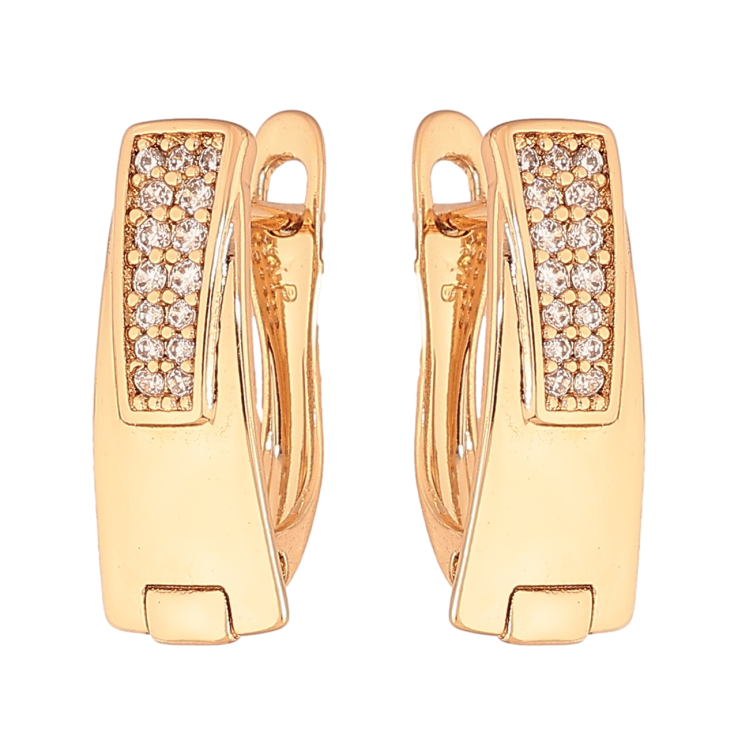 Серьги Xuping Цвет Позолота 18K английский замок Узор с кристаллами фото №4