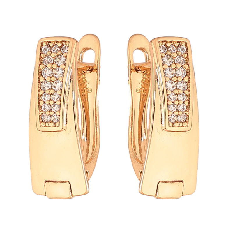 Серьги Xuping Цвет Позолота 18K английский замок Узор с кристаллами фото №3 Серьги Xuping Цвет Позолота 18K английский замок Узор с кристаллами фото №3