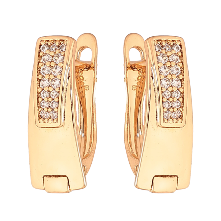 Серьги Xuping Цвет Позолота 18K английский замок Узор с кристаллами фото №1