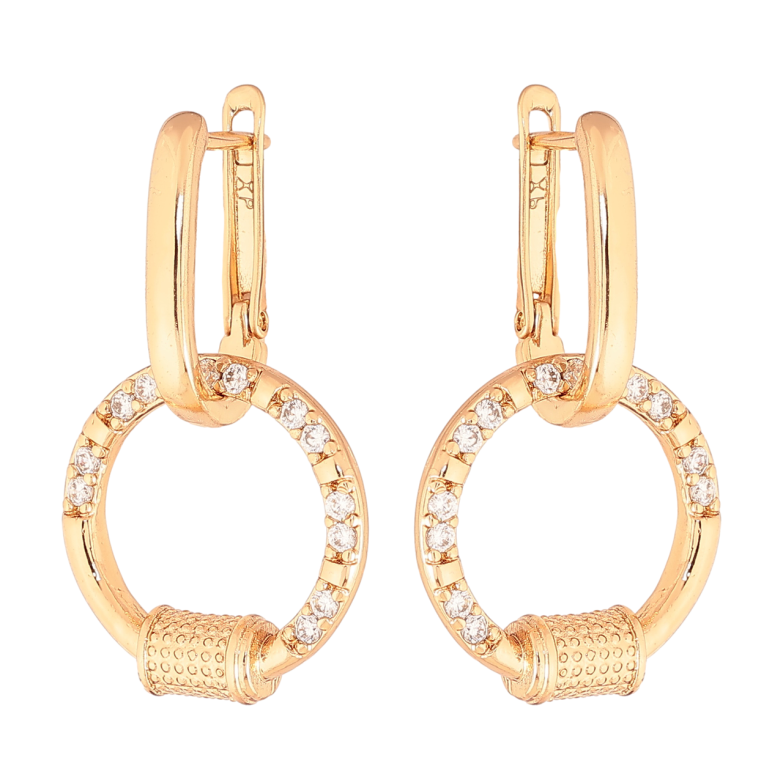 Серьги Xuping Цвет Позолота 18K английский замок Круглые подвески с кристаллами фото №1