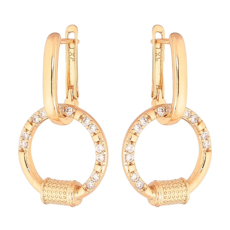 Серьги Xuping Цвет Позолота 18K английский замок Круглые подвески с кристаллами фото №1