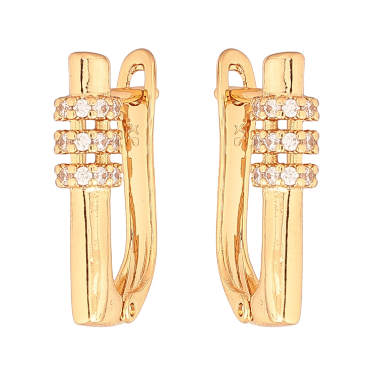 Серьги Xuping Цвет Позолота 18K английский замок Узор с кристаллами фото №6