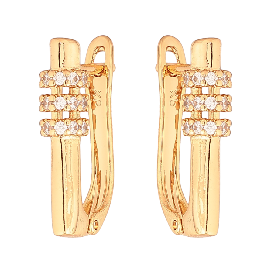 Сережки Xuping Колір Позолота 18K англійський замок Візерунок з кристалами фото №1