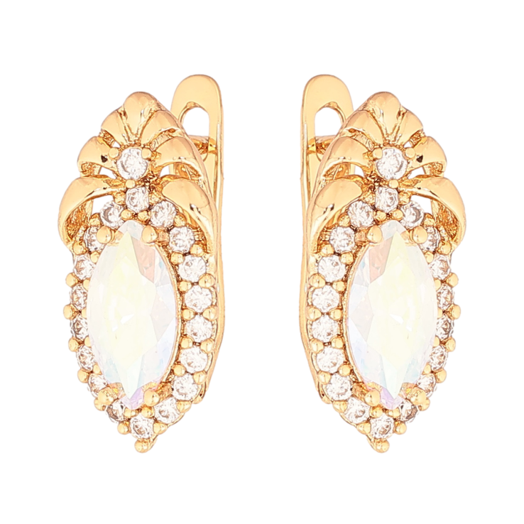 Сережки Xuping Колір Позолота 18K англійський замок Візерунок з райдужними кристалами фото №19