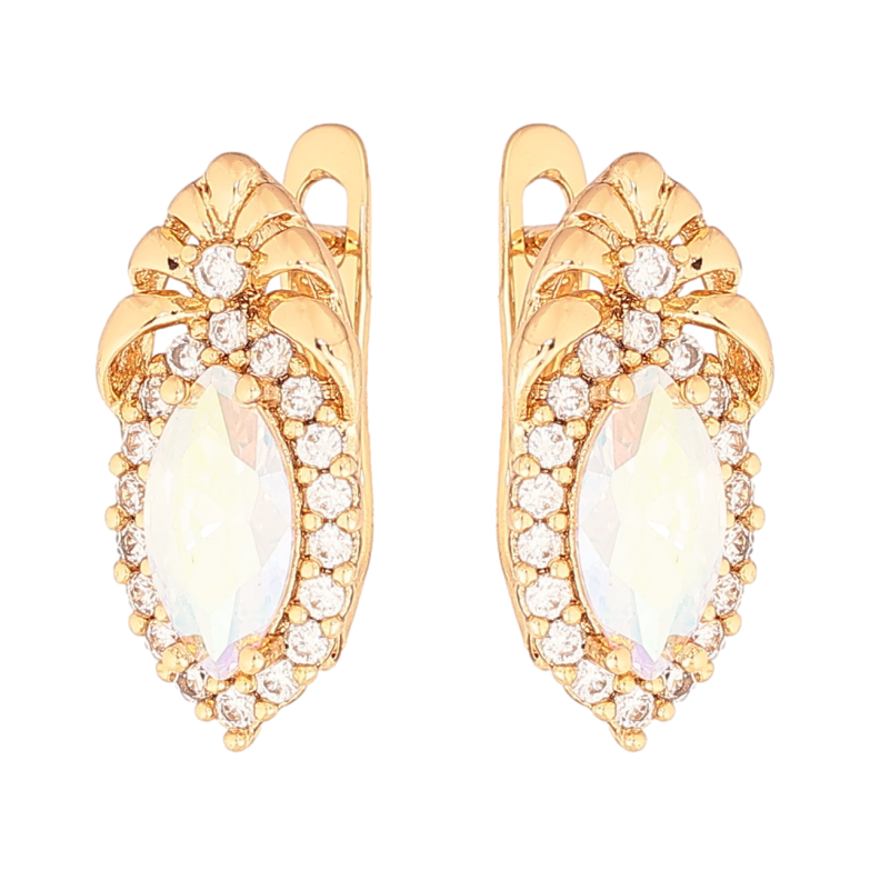 Серьги Xuping Цвет Позолота 18K английский замок Узор с радужными кристаллами фото №1