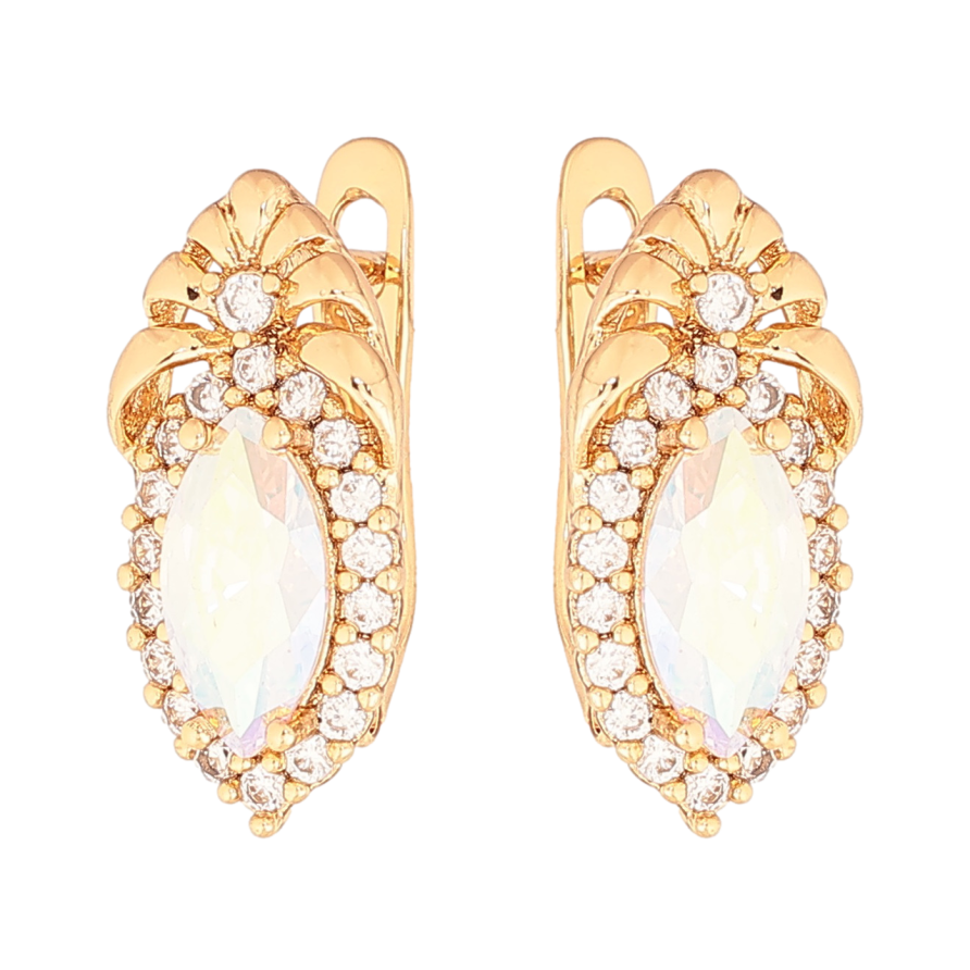 Серьги Xuping Цвет Позолота 18K английский замок Узор с радужными кристаллами фото №1 Серьги Xuping Цвет Позолота 18K английский замок Узор с радужными кристаллами фото №1