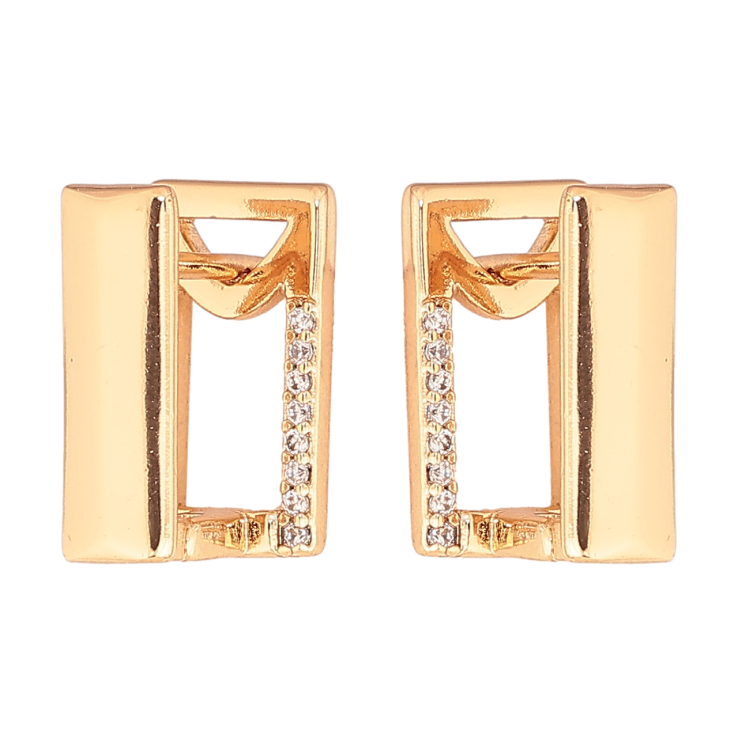 Серьги Xuping Цвет Позолота 18K английский замок Прямоугольные с дорожками кристаллов фото №8