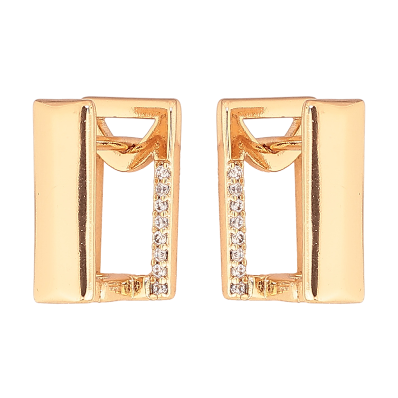 Сережки Xuping Колір Позолота 18K англійський замок Прямокутні з доріжками кристалів фото №1