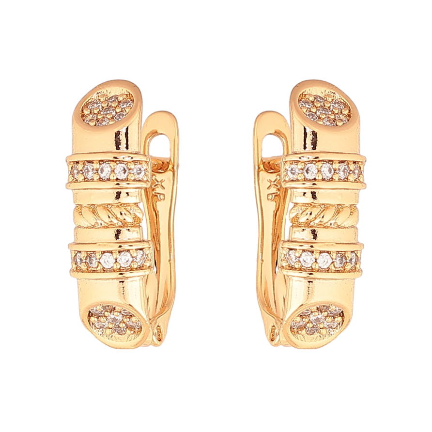 Серьги Xuping Цвет Позолота 18K английский замок Узор с кристаллами фото №1