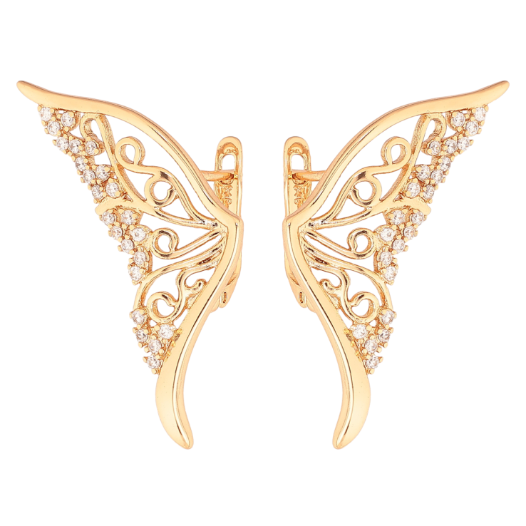 Сережки Xuping Колір Позолота 18K англійський замок Крила метелика з кристалами фото №20