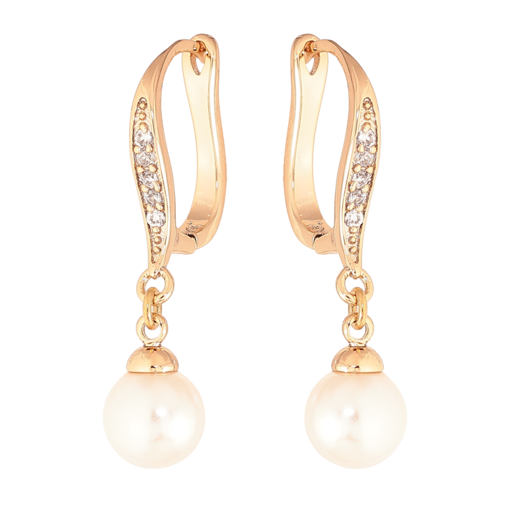 Сережки Xuping Колір Позолота 18K англійський замок Перлинні підвіски фото №17