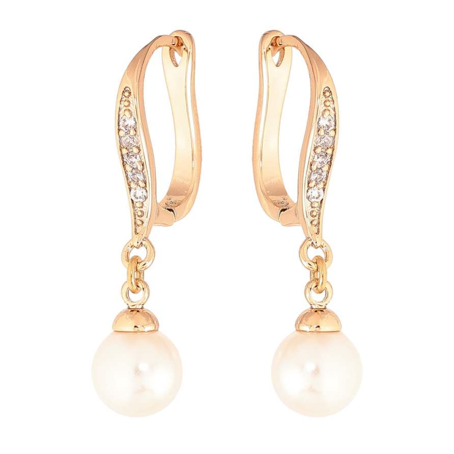 Сережки Xuping Колір Позолота 18K англійський замок Перлинні підвіски фото №1