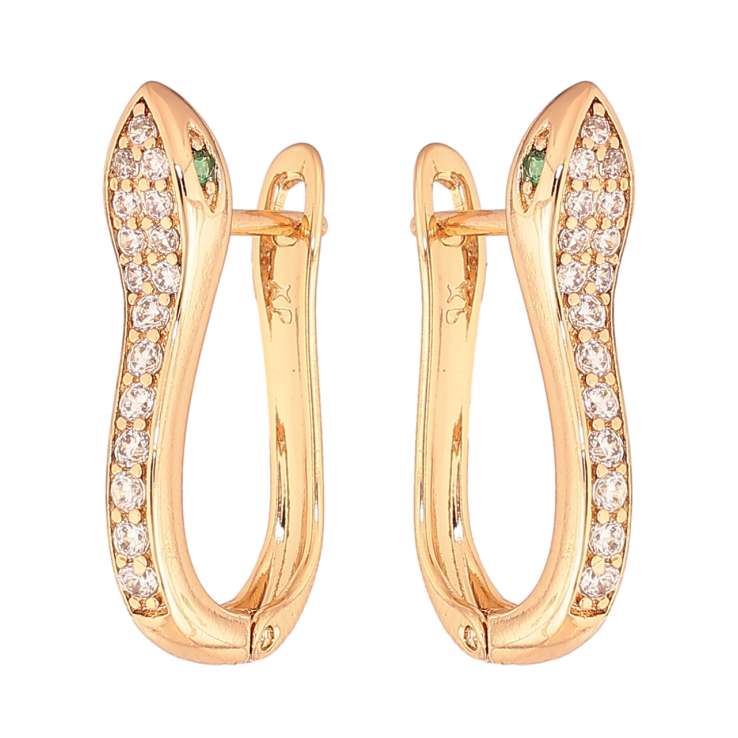 Серьги Xuping Цвет Позолота 18K английский замок Змея с инкрустацией кристаллами фото №15