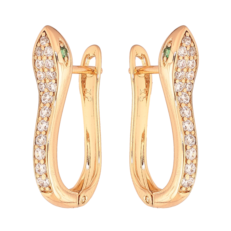 Серьги Xuping Цвет Позолота 18K английский замок Змея с инкрустацией кристаллами фото №1