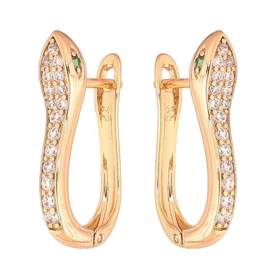 Серьги Xuping Цвет Позолота 18K английский замок Змея с инкрустацией кристаллами фото №1